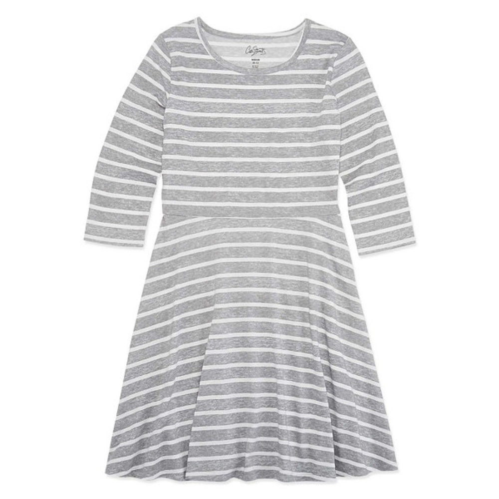 City Streets 3/4 Sleeve Bell Sleeve Skater Dress -